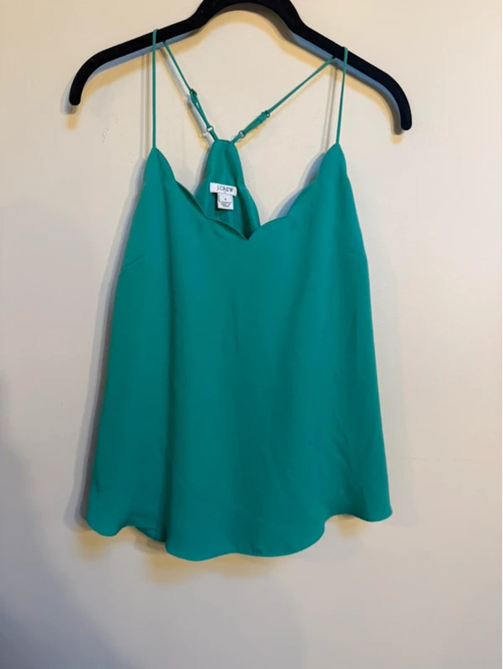 J.Crew Green Scalloped Neckline Camisole Top
